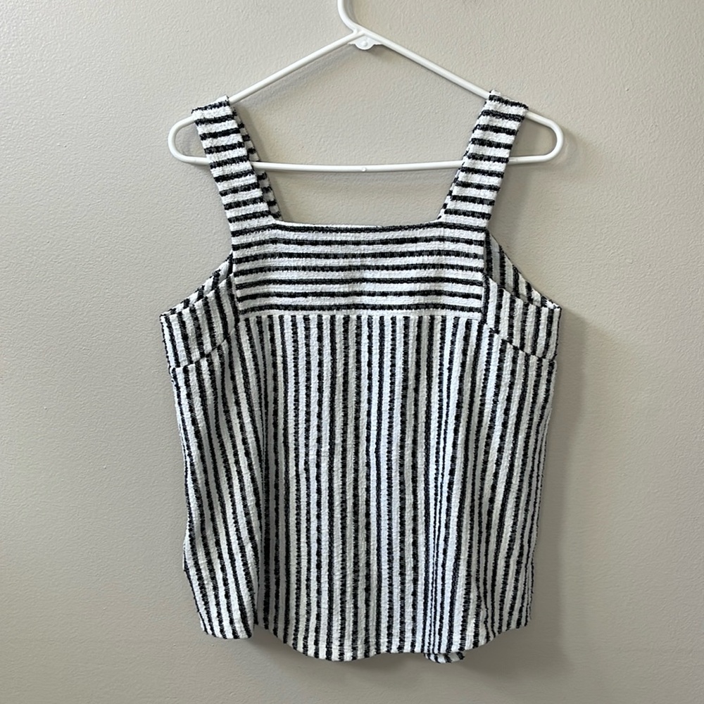 Lucky Brand EST 1990 Tank Top White/Black Stripe Cotton Blend Size Medium - Picture 5 of 11